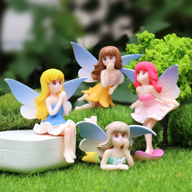 可爱卡通精灵翅膀女孩手办少女心公仔微景观桌面蛋糕装饰摆件礼物